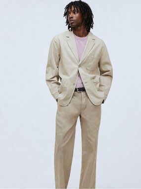 Beige Men's Casual Blazer - Lightweight Sport Coat